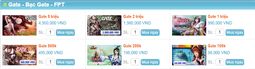 mua thẻ Gate online tại Gamecard