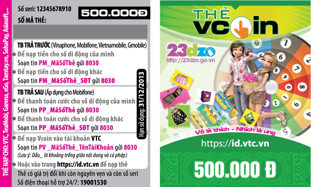 Vcoin game chỉ sử dụng cho việc chơi các game của VTC.