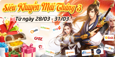 Mua thẻ game, thẻ điện thoại siêu khuyến mãi tháng 3